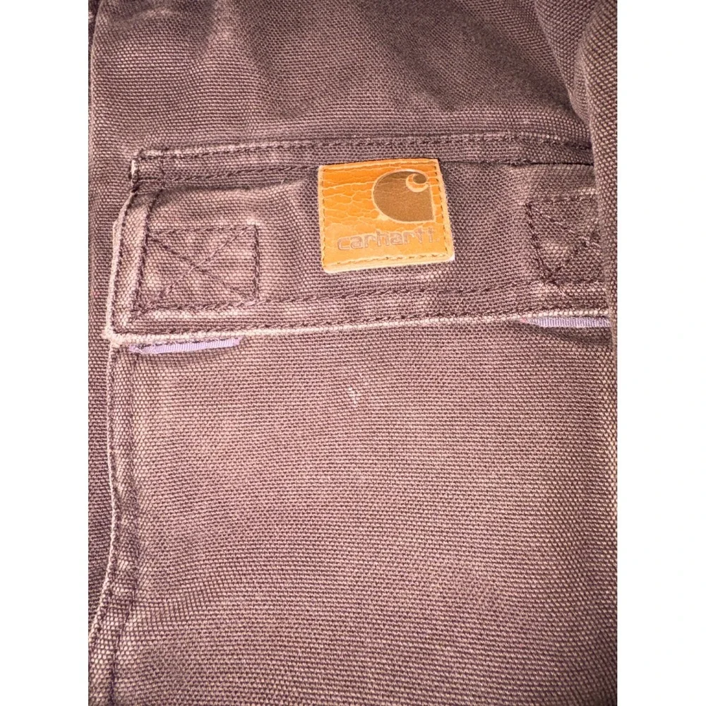 Carhartt Kids Brown Duck Canvas Sherpa Lined Hooded Jacket Size 5 Distressed‎